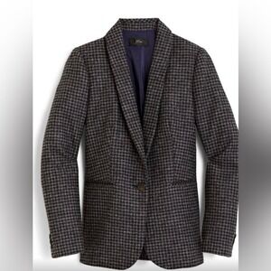 J. Crew - Parke Blazer Houndstooth Plaid Wool - Black Gray - Style J4861 Size 4